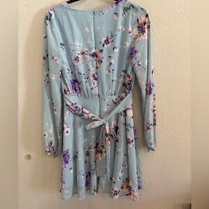 Blue floral long sleeve dress - Lulus